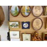 Three relief wall plaques and a quantity of framed pictures and prints
