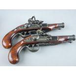 Pair of replica Hawkins flintlock pistols