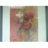 AUDREY HIND framed pastel - still life flowers in a vase