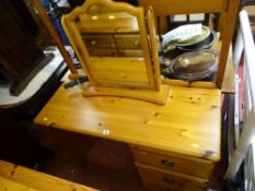 Pine three drawer dressing table with mirror