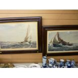 Framed pair of proof stamped prints - titled 'The Trawler', published 1914 and 'Thro Sea & Air',