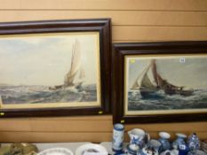 Framed pair of proof stamped prints - titled 'The Trawler', published 1914 and 'Thro Sea & Air',