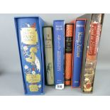 Six Folio Society books including 'The Blue Fairy Book' by Andrew Laing and Charles Van Sandwyk