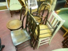 Three vintage bentwood side chairs and three other side chairs