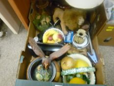 Box of mixed household items including porcelain etc
