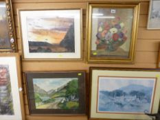 Two watercolour studies by HAROLD PEAK - sunset and a lakeside road, G V GADD limited edition (350/