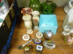 Parcel of ornamental ware including mineral vases, Limoges plates, inkwells, lighters etc