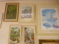 Four various mid Century prints - Parisian scenes and one other
