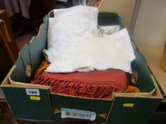 Parcel of throws and white linen etc