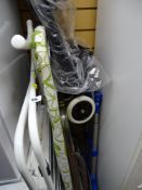 Parcel of items - clothes airer, ironing board, two step metal stepladder, portable trolley etc