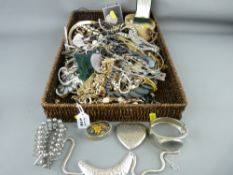 Basket of costume jewellery and other collectables