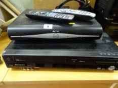 Sky Plus HD box and a Panasonic DMR-EZ48V VHS/DVD player E/T