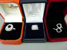 Three 925 sterling and other dress rings