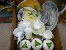 Box of mainly kitchen porcelain, display plates etc