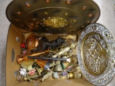 Box of decorative copper and brassware etc