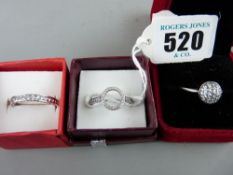 Three 925 sterling dress rings