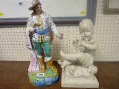 Continental figure of a Cavalier and a composition figure of a baby
