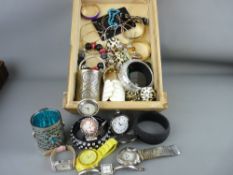 Mixed box of costume jewellery, vintage watches, Nokia mobile phone etc