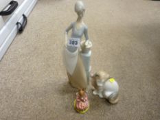 Nao figurine, Nao cat and Royal Doulton 'Polly Bunnykins' figurine