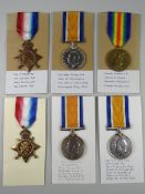 WWI PERIOD MEDALS comprising trio 1914-15 Star, British War medal & Victory medal, engraved