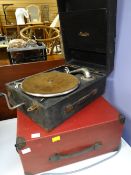 Vintage Maxitone & Silvertone wind up gramophone record players