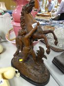 Spelter figure of a rearing horse