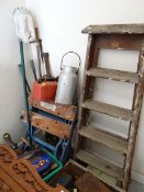 Parcel of vintage tools, workmate stepladder etc (outside)