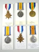 WWI PERIOD MEDALS comprising three British War medals & two 1914-15 Stars & Victory medal