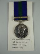 GEORGE VII GENERAL SERVICE MEDAL with single clasp S.E. Asia 1945-46, engraved 10390 L/NK. Ramparsad