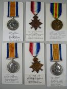 WWI PERIOD MEDALS comprising three British war medals, two 1914-15 stars & Victory medals,