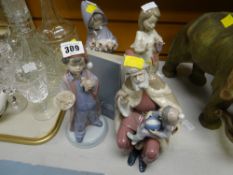Four Lladro child figures, two from 'The Night Before Christmas' series etc