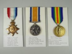 WWI PERIOD MEDALS comprising 1914-15 Star, British War medal & Victory medal engraved to different