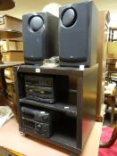 A JVC mini hi-fi system & black ash stand E/T