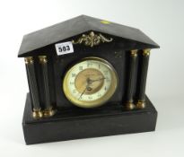 A good black slate mantel clock by Parsons & Son, Bristol