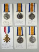 WWI PERIOD MEDALS comprising five British War medals & 1914-15 Star, engraved to different