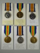 WWI PERIOD MEDALS comprising three British War medals & three victory medals, engraved to multiple