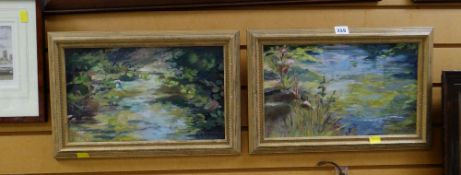 A pair of oil on board pictures in an impressionist style, signed by C FAIRBAIRNS