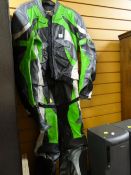 An MQP leather motorcycle suit