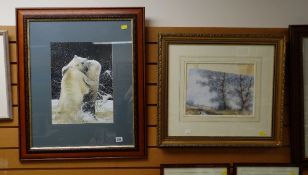 Picture of polar bears, signed N EVANS, dated 2001 together with a print