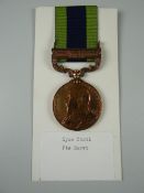 EDWARD VII INDIA GENERAL SERVICE MEDAL with single clasp North West Frontier 1908, engraved in
