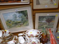 Watercolour of a country scene, signed VERNON HILL together with another small watercolour