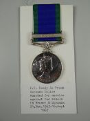 ELIZABETH II GENERAL SERVICE MEDAL with single clasp Bornio, engraved 861 PC. Randy AK Frank.