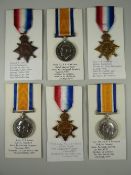WWI PERIOD MEDALS comprising three 1914-15 Stars & three British War medals (all with printed