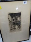 Two monochrome etchings signed in pencil G. HUARDET-BLY of St David's College