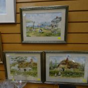 Four small watercolours of country scenes