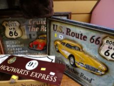 A pair of modern US route 66 wall signs