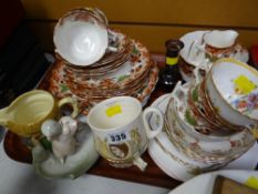 A vintage Staffordshire Wellington china teaware. tray of various patterned vintage teaware etc