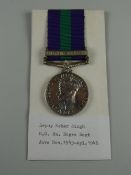 GEORGE VI GENERAL SERVICE MEDAL with single clasp S E Asia 1945-46, engraved 9935 Sepoy Kehar