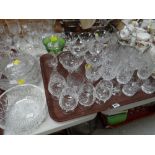 Tray of various glasses together with two cut glass fruit bowls etc