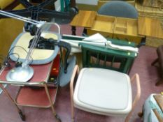 Office chair, tea trolley, commode, suitcase, one director's chair etc (a parcel)